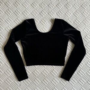RARE American Apparel Black Velvet Long Sleeve Crop Top